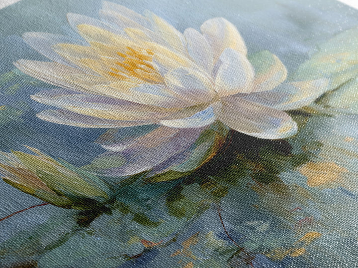 Lotus Flower on Still Water Canvas Print, Waiting Room Art, Textured Painting, Waiting Room Decor, Watercolor Art, Calm, WRA-3x2-67