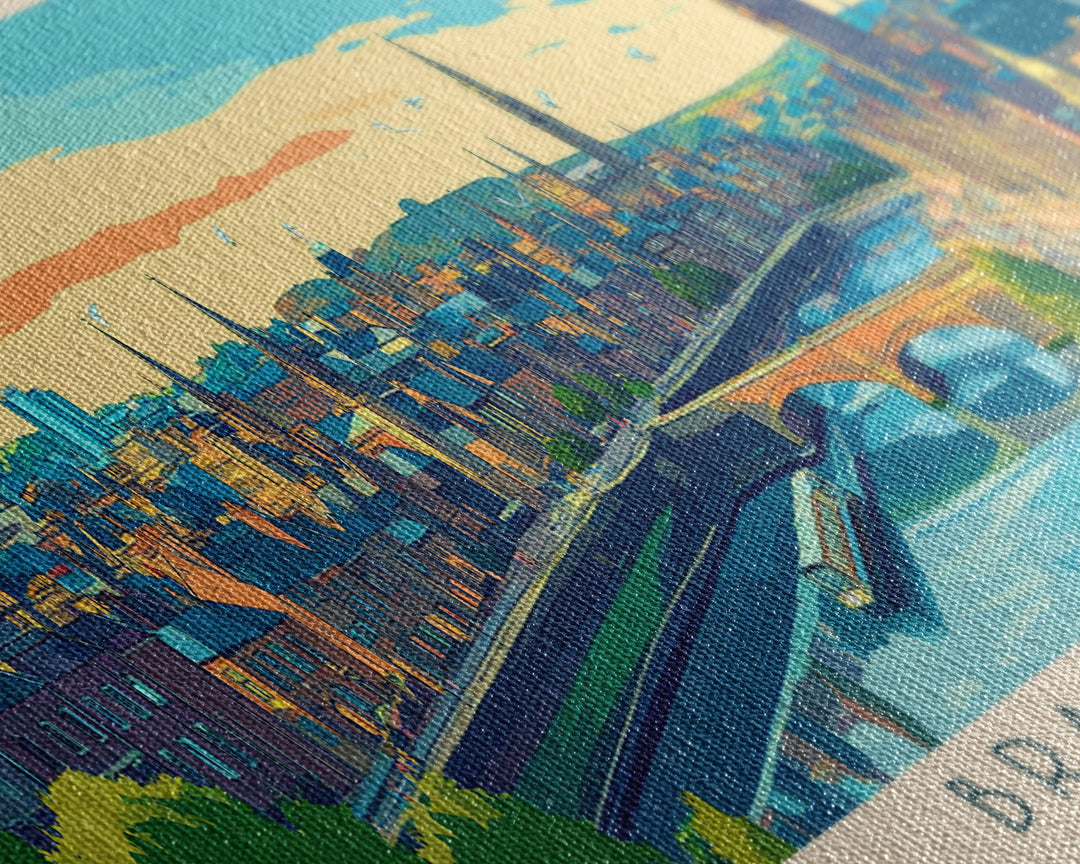 Bradford, England Panoramic Travel Poster Canvas Print, Bradford, England Painting, England Art, Bradford Travel Art, Guest Room Painting