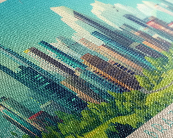 Brazzaville, Republic of the Congo Panoramic Travel Poster Canvas Print, Brazzaville, Republic of the Congo Painting, Republic of the Congo Art, Brazzaville Travel Art, Living Room Painting