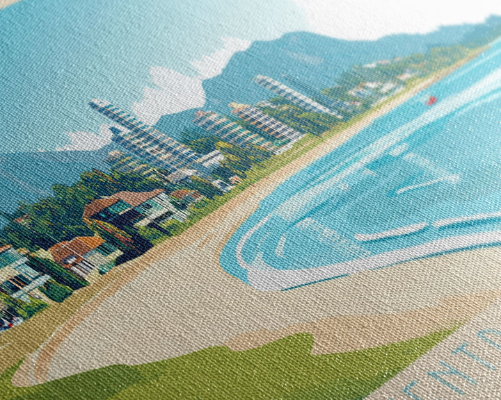 Central Coast, Australia Panoramic Travel Poster Canvas Print, Central Coast, Australia Painting, Australia Art, Central Coast Panoramic Travel Art, Travel Painting