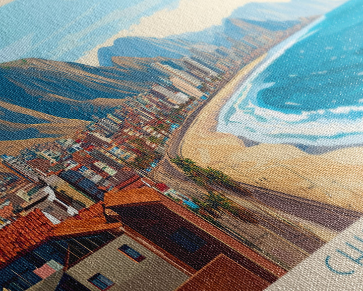 Chimbote, Peru Panoramic Travel Poster Canvas Print, Chimbote, Peru Painting, Peru Art, Chimbote Travel Art, Living Room Painting