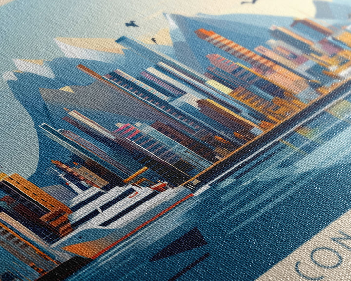 Panoramic Travel Poster Concepcion, Chile Canvas Print, Concepcion, Chile Painting, Chile Art, Concepcion Travel Art, Guest Room Painting