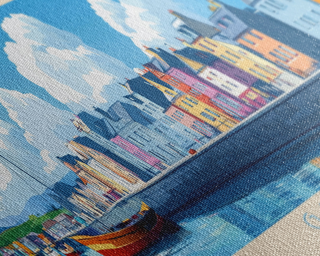 Galway, Ireland Panoramic Travel Poster Canvas Print, Galway, Ireland Painting, Ireland Art, Galway Travel Art, Living Room Painting