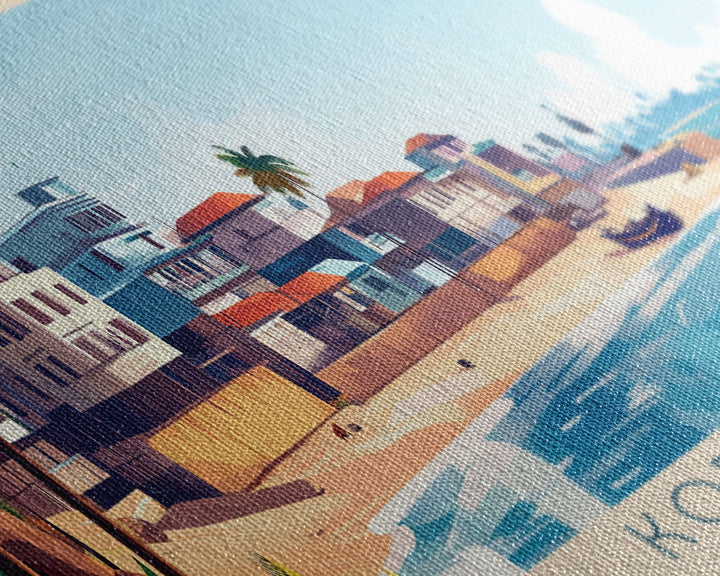 Korhogo, Ivory Coast Panoramic Travel Poster Canvas Print, Korhogo, Ivory Coast Painting, Ivory Coast Art, Korhogo Travel Art, Living Room Painting