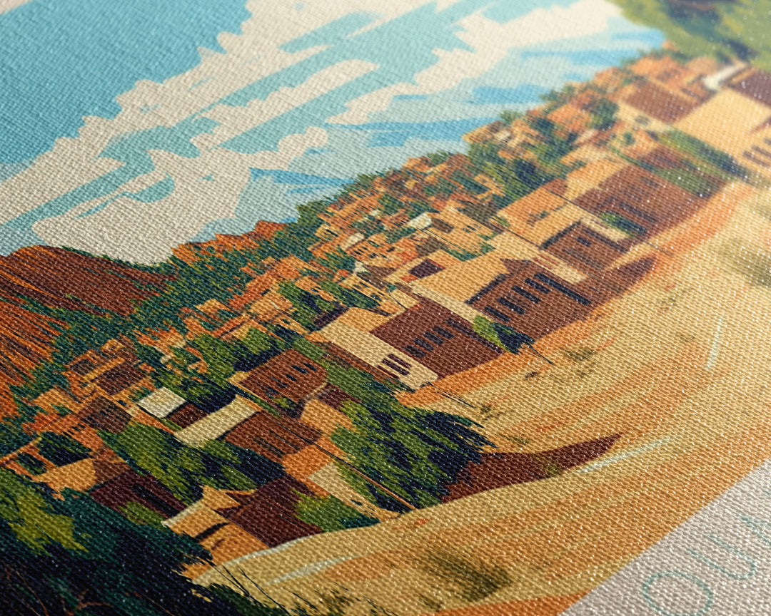 Ouahigouya, Burkina Faso Panoramic Travel Poster Canvas Print, Ouahigouya, Burkina Faso Painting, Burkina Faso Art, Ouahigouya Travel Art, Guest Room Painting