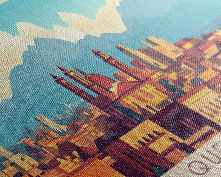 Queretaro, Mexico Panoramic Travel Poster Canvas Print, Queretaro, Mexico Painting, Mexico Art, Queretaro Travel Art, Living Room Painting