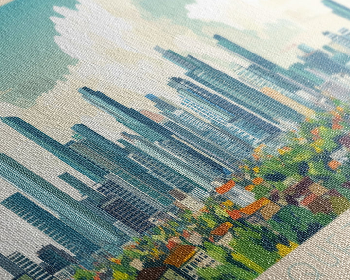 Quezon City, Philippines Travel Poster Panoramic Canvas Print, Quezon City, Philippines Painting, Philippines Art, Quezon City Travel Art, Guest Room Painting