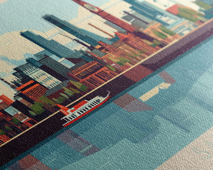 Salford, England Panoramic Travel Poster Canvas Print, Salford, England Painting, England Art, Salford Travel Art, Guest Room Painting