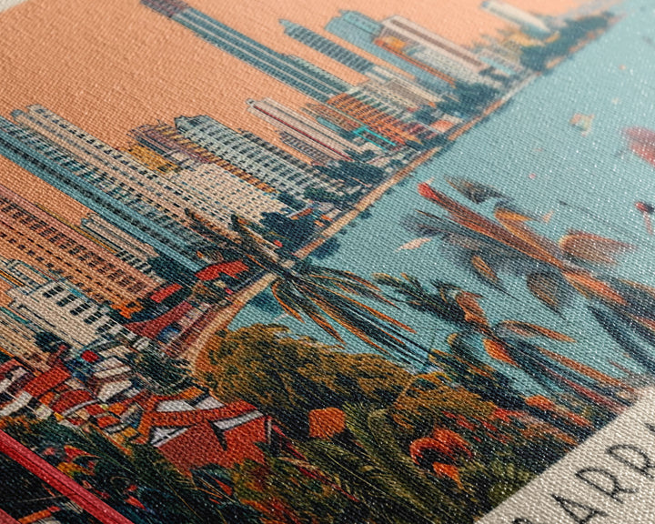 Barranquilla, Colombia Panoramic Canvas Print, Barranquilla, Colombia Painting, Colombia Art, Barranquilla Travel Poster, Travel Art, Guest Room Painting