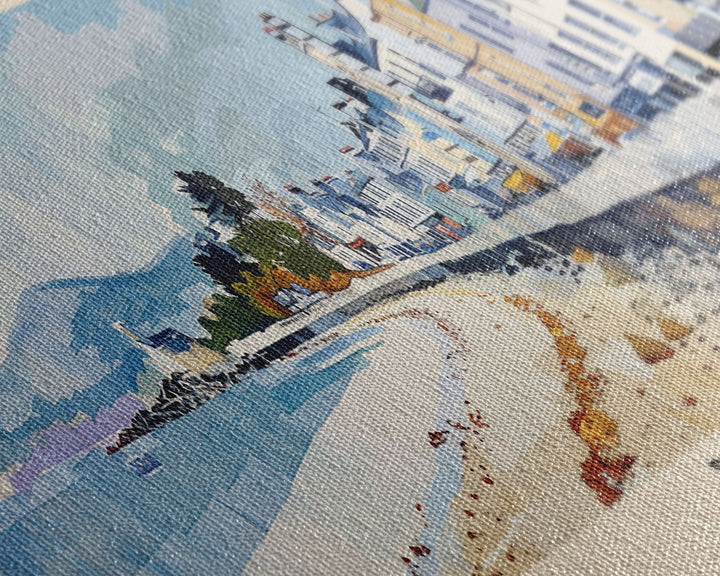 Bray, Ireland Panoramic Canvas Print, Bray, Ireland Painting, Ireland Art, Bray Travel Poster, Travel Art, Guest Room Painting