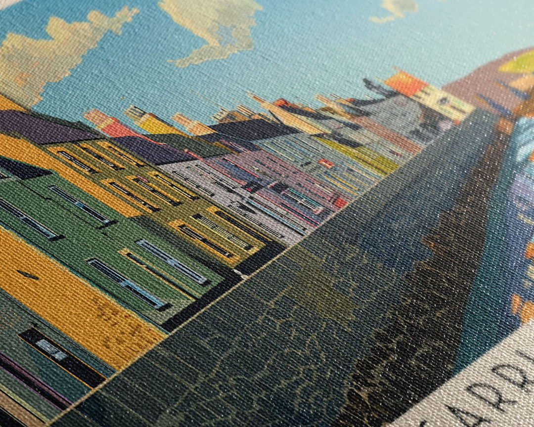 Carrickfergus, Ireland Panoramic Canvas Print, Carrickfergus, Ireland Painting, Ireland Art, Carrickfergus Travel Poster, Travel Art, Living Room Painting