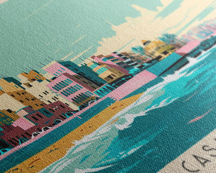 Casablanca, Morocco Panoramic Canvas Print, Casablanca, Morocco Painting, Morocco Art, Casablanca Travel Poster, Travel Art, Guest Room Painting