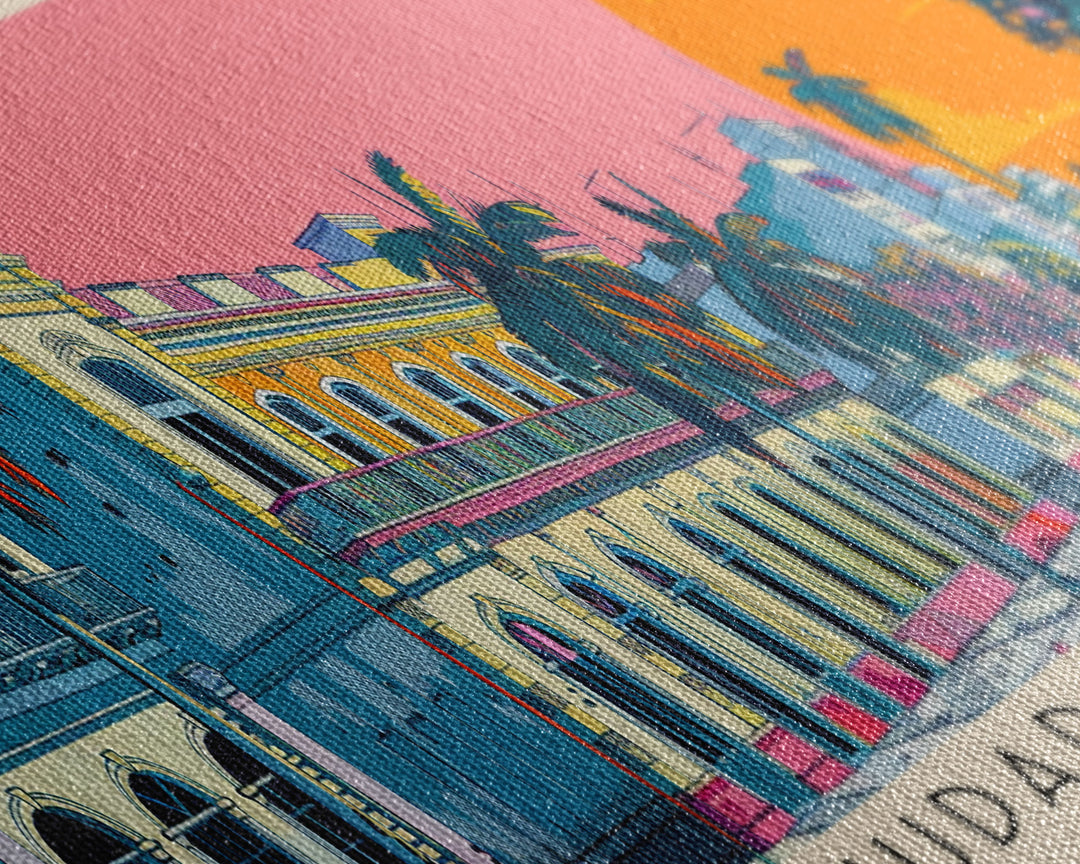 Ciudad del Este, Paraguay Panoramic Canvas Print, Ciudad del Este, Paraguay Painting, Paraguay Art, Ciudad del Este Travel Poster, Travel Art, Guest Room Painting