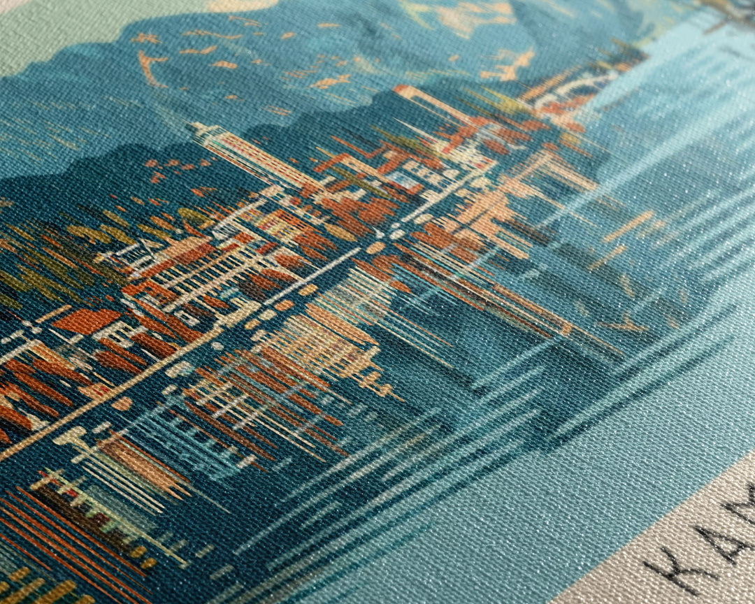 Kamloops, Canada Panoramic Canvas Print, Kamloops, Canada Painting, Canada Art, Kamloops Travel Poster, Travel Art, Vacation Gift