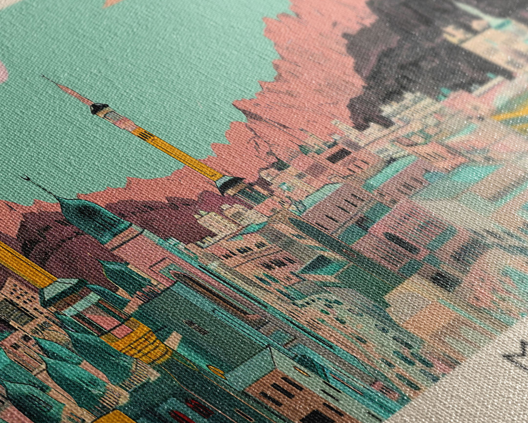 Mecca, Saudi Arabia Panoramic Canvas Print, Mecca, Saudi Arabia Painting, Saudi Arabia Art, Mecca Travel Poster, Travel Art, Guest Room Painting