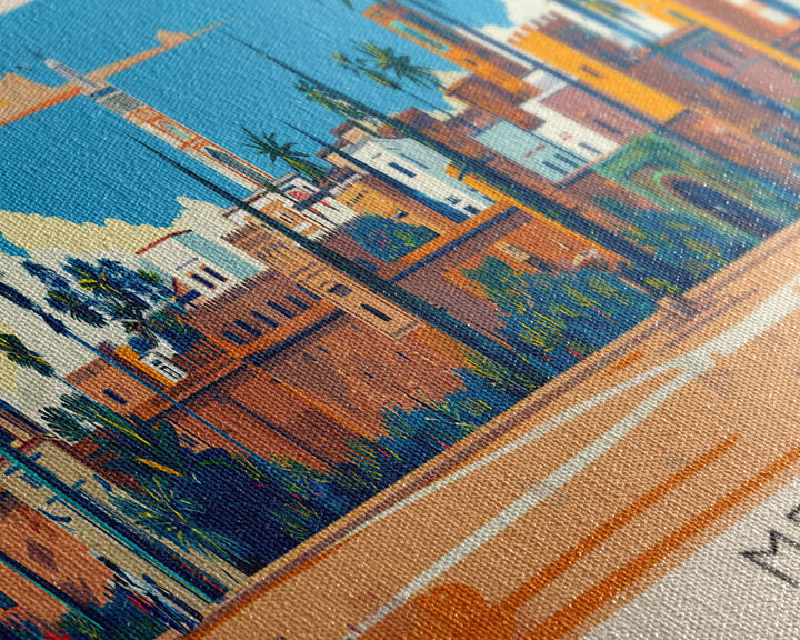 Meknes, Morocco Panoramic Canvas Print, Meknes, Morocco Painting, Morocco Art, Meknes Travel Poster, Travel Art, Guest Room Painting