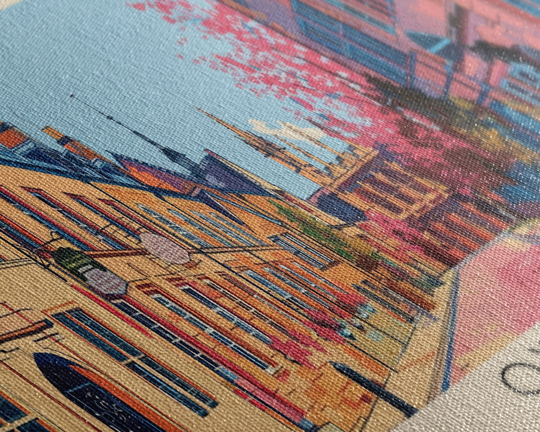 Oxford, England Panoramic Canvas Print, Oxford, England Painting, England Art, Oxford Travel Poster, Travel Art, Living Room Painting