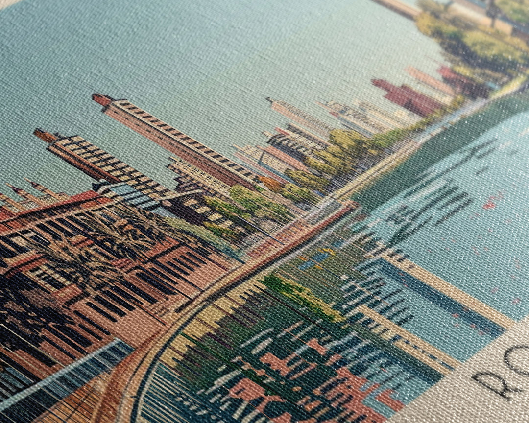 Rosario, Argentina Panoramic Canvas Print, Rosario, Argentina Painting, Argentina Art, Rosario Travel Poster, Travel Art, Guest Room Painting