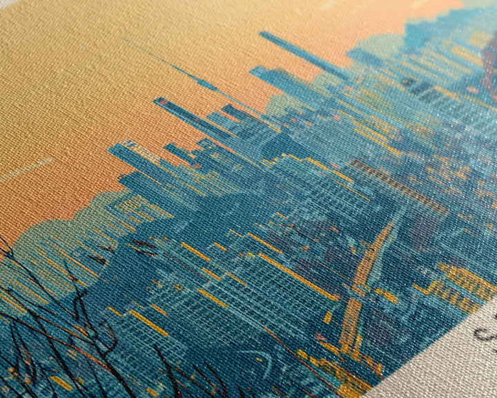 Seoul, South Korea Panoramic Canvas Print, Seoul, South Korea Painting, South Korea Art, Seoul Travel Poster, Travel Art, Vacation Gift