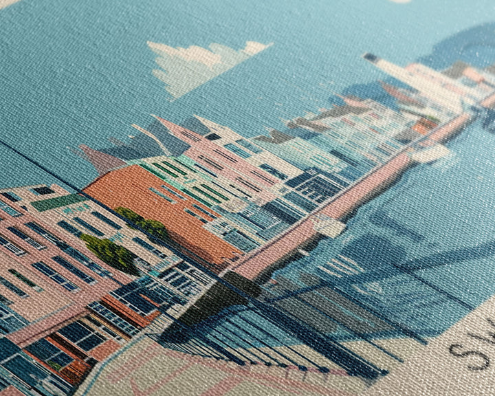 Swansea, Wales Panoramic Canvas Print, Swansea, Wales Painting, Wales Art, Swansea Travel Poster, Travel Art, Housewarming Gift