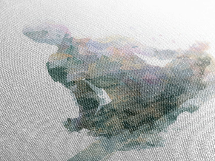 Soft Watercolor Aura Around Seated Figure Canvas Print, Yoga Studio Art, Living Room Wall Art, Yoga Studio Decor, Balance, YSA-1x1-23