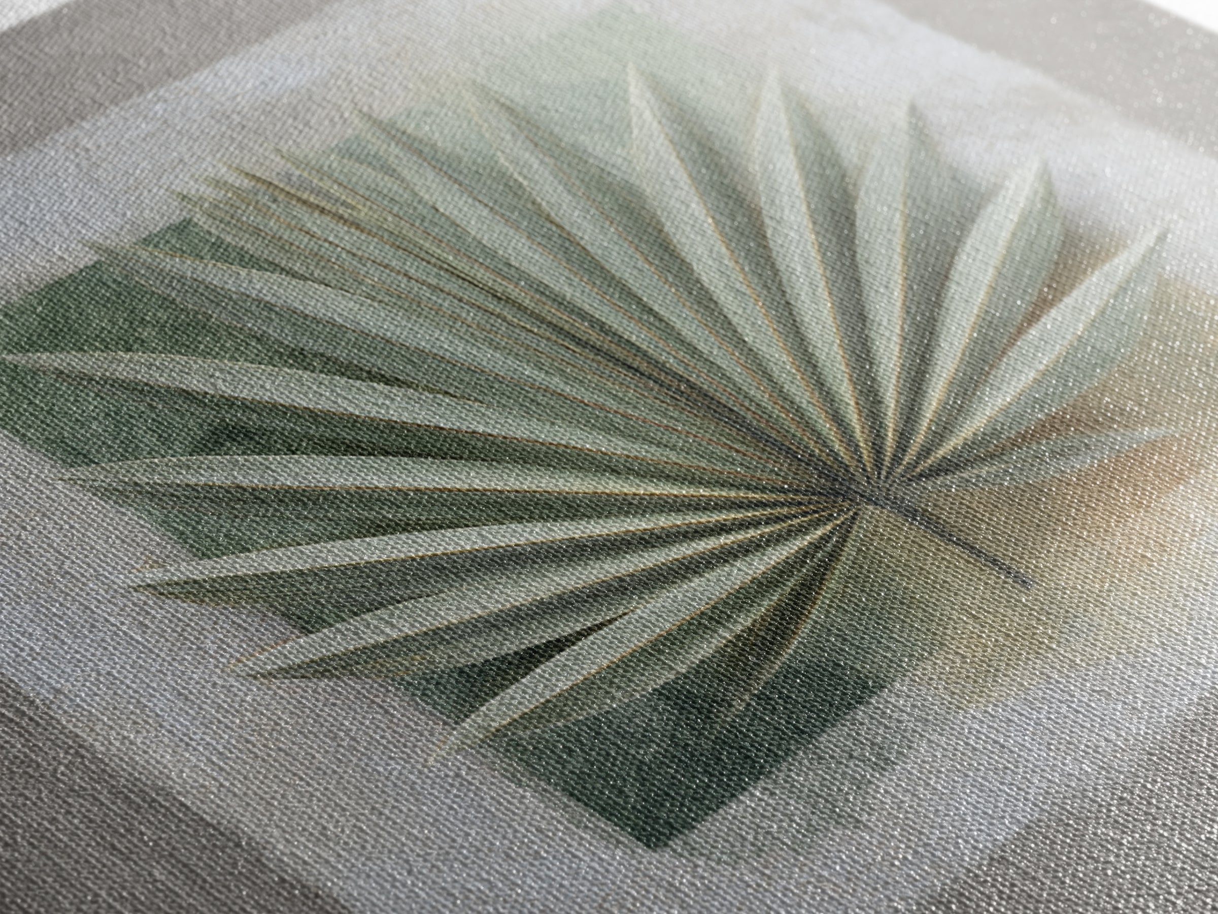 Gentle Palm Leaf Shadow on Plaster Framed Canvas Print, Yoga Studio Art, Art Print, Yoga Studio Decor, Oil Painting, Balance, YSA-1x1-48