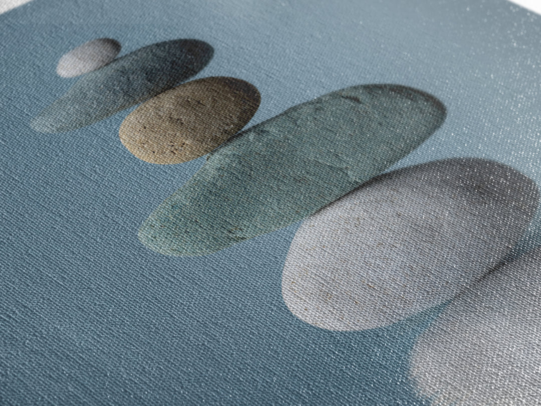 Balanced Stones Beside Calm Water Framed Canvas Print, Yoga Studio Art, Art Nouveau Decor, Yoga Studio Decor, Fine Art, Balance, YSA-1x1-52