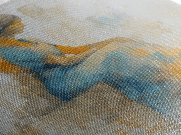 Soft Watercolor Aura Around Seated Figure Framed Canvas Print, Yoga Studio Art, Feminine Wall Art, Yoga Studio Decor, Balance, YSA-1x1-71