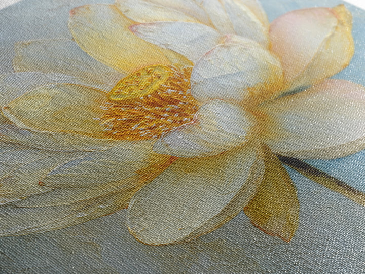 Lotus Flower with Soft Golden Glow Canvas Print, Yoga Studio Art, Neutral Decor, Yoga Studio Decor, Fine Art, Balance, YSA-1x1-75