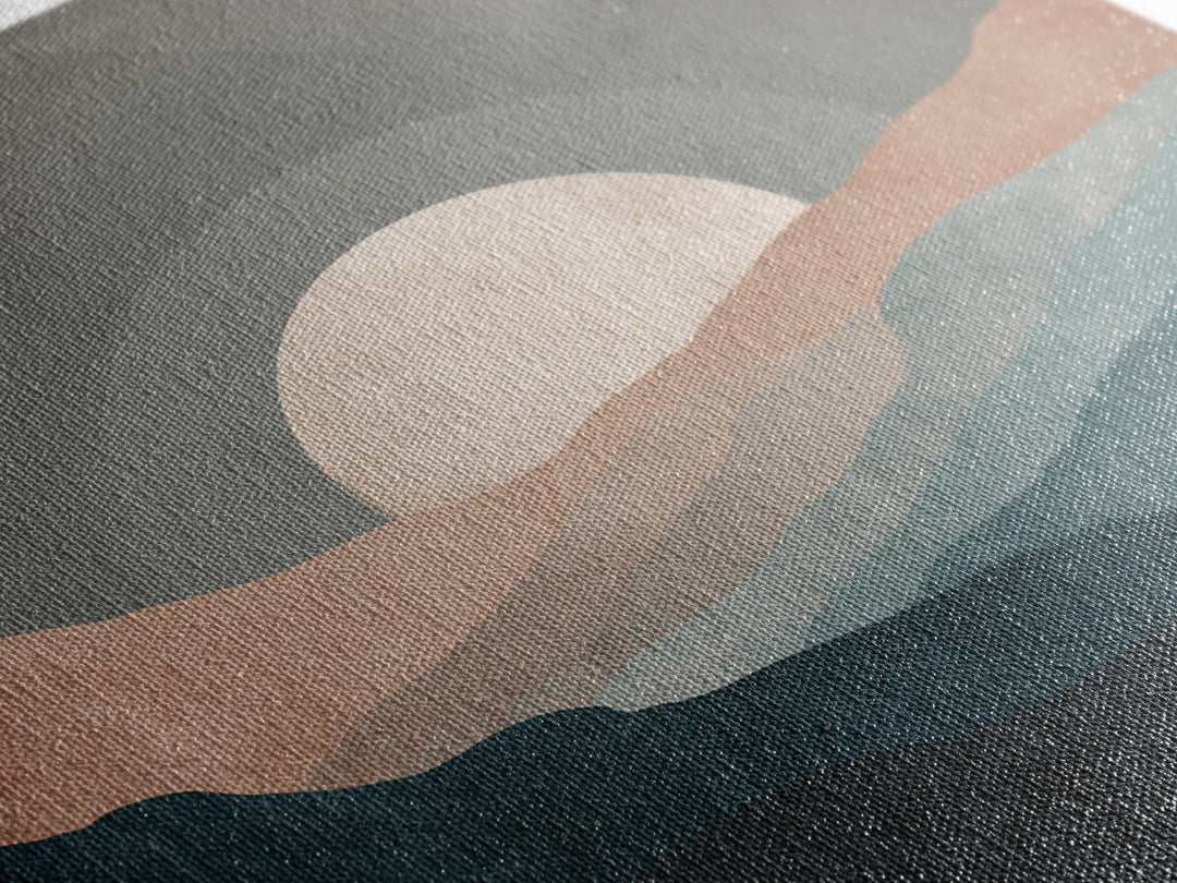 Moon Phase Arc Above Mountain Silhouette Canvas Print, Yoga Studio Art, Room Decor, Yoga Studio Decor, Fine Art, Balance, YSA-1x1-77