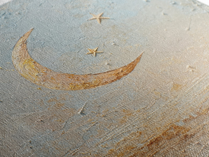 Crescent Moon and Stars Canvas Print, Yoga Studio Art, Southwest Decor, Yoga Studio Decor, Fine Art, Balance, Textured Painting, YSA-1x1-90