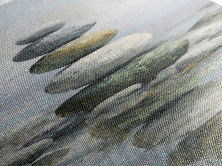 Balanced Stones Beside Calm Water Canvas Print, Yoga Studio Art, Yoga, Yoga Studio Decor, Fine Art, Balance, Nature Prints, YSA-1x3-40