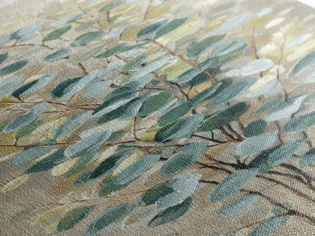 Sage Green Botanical Branch Study Canvas Print, Yoga Studio Art, Luxury Decor, Yoga Studio Decor, Balance, Living Room Decor, YSA-1x3-77