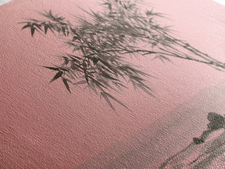 Bamboo and Mist Ink Wash Composition Canvas Print, Yoga Studio Art, Contemporary Art, Yoga Studio Decor, Fine Art, Balance, YSA-2x1-54