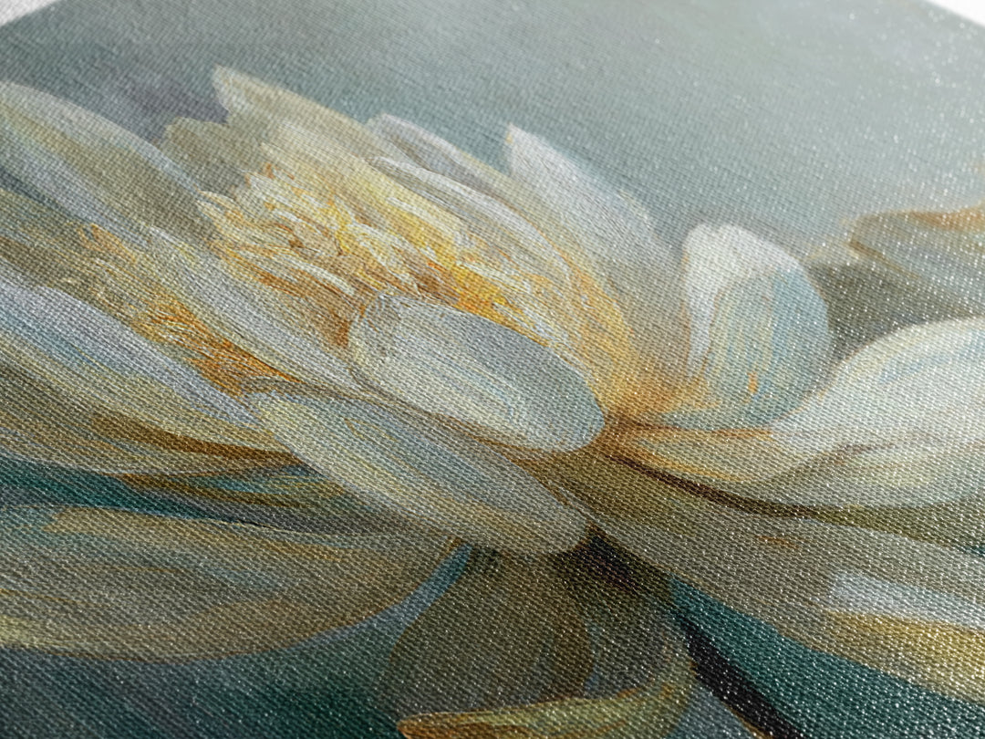 Lotus Flower with Soft Golden Glow Canvas Print, Yoga Studio Art, Minimalist Art, Yoga Studio Decor, Fine Art, Balance, YSA-2x1-71