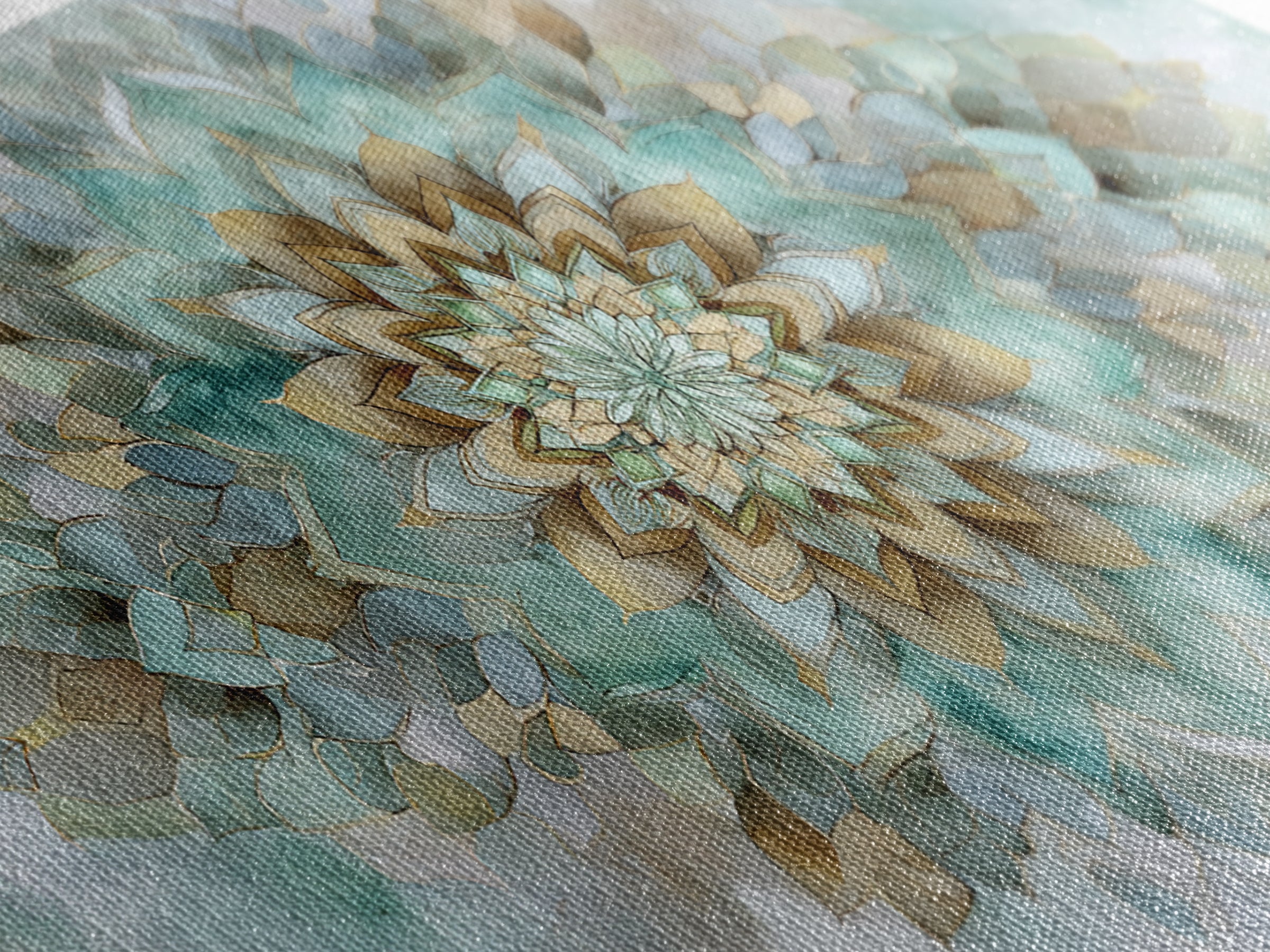 Mandala in Soft Earth Tones Canvas Print, Yoga Studio Art, Wall Art Print, Yoga Studio Decor, Oil Painting, Balance, Yoga Gift, YSA-2x1-77