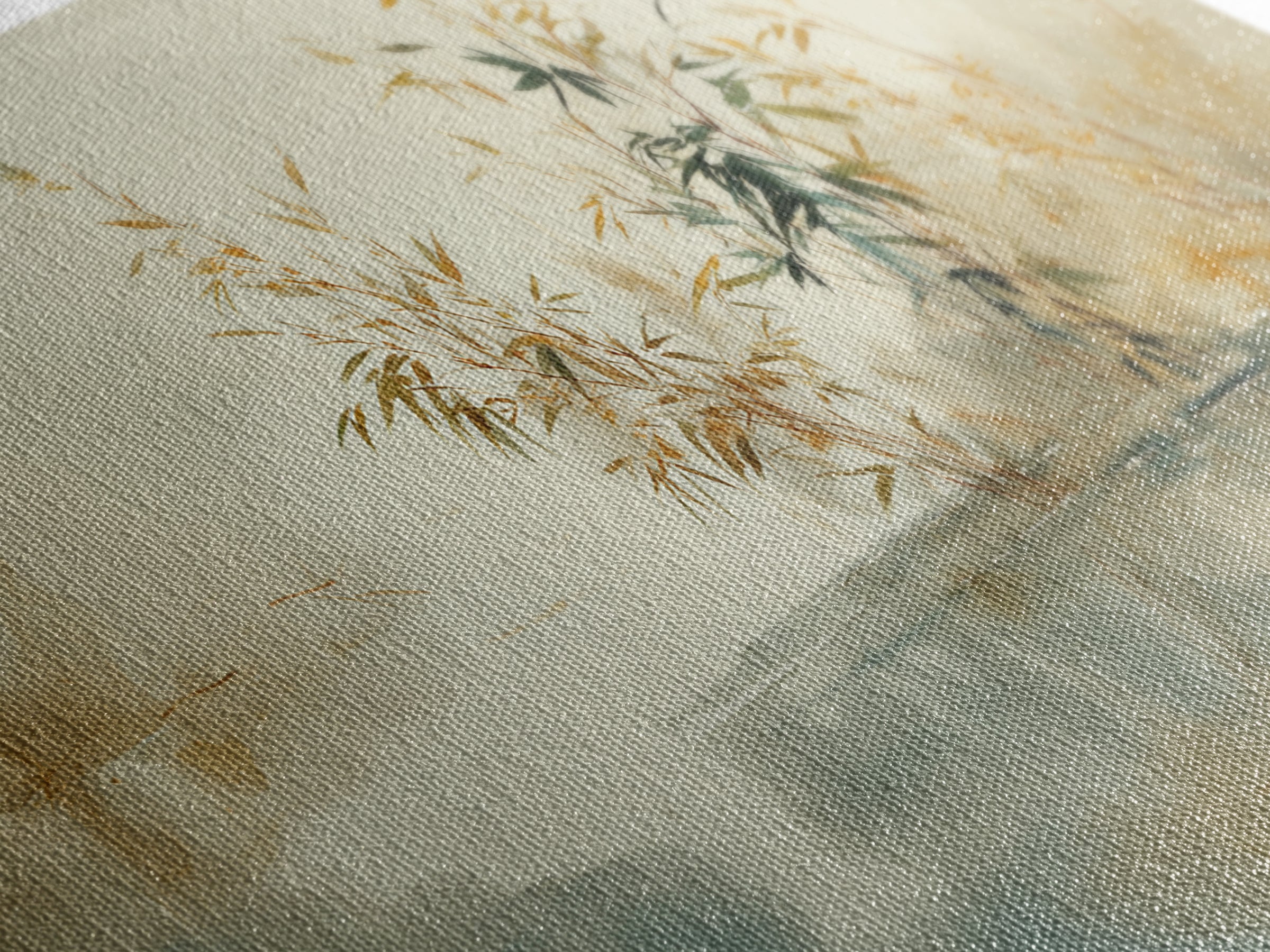 Bamboo and Mist Ink Wash Composition Canvas Print, Yoga Studio Art, Contemporary Art, Yoga Studio Decor, Fine Art, Balance, YSA-2x1-78