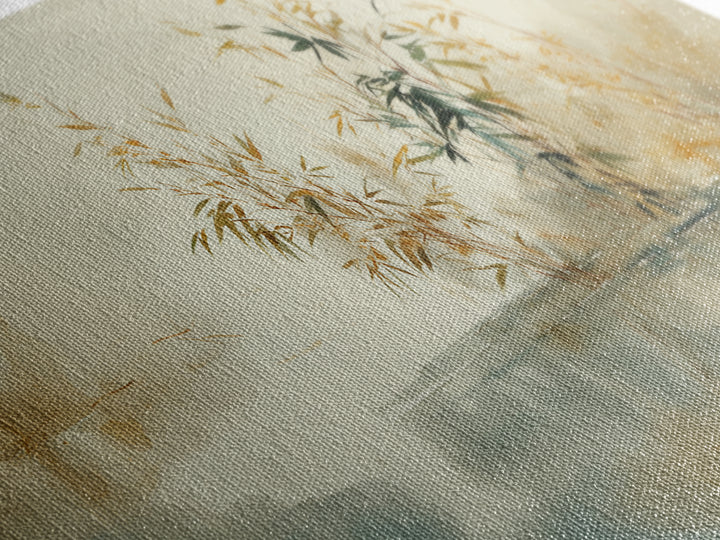 Bamboo and Mist Ink Wash Composition Canvas Print, Yoga Studio Art, Contemporary Art, Yoga Studio Decor, Fine Art, Balance, YSA-2x1-78