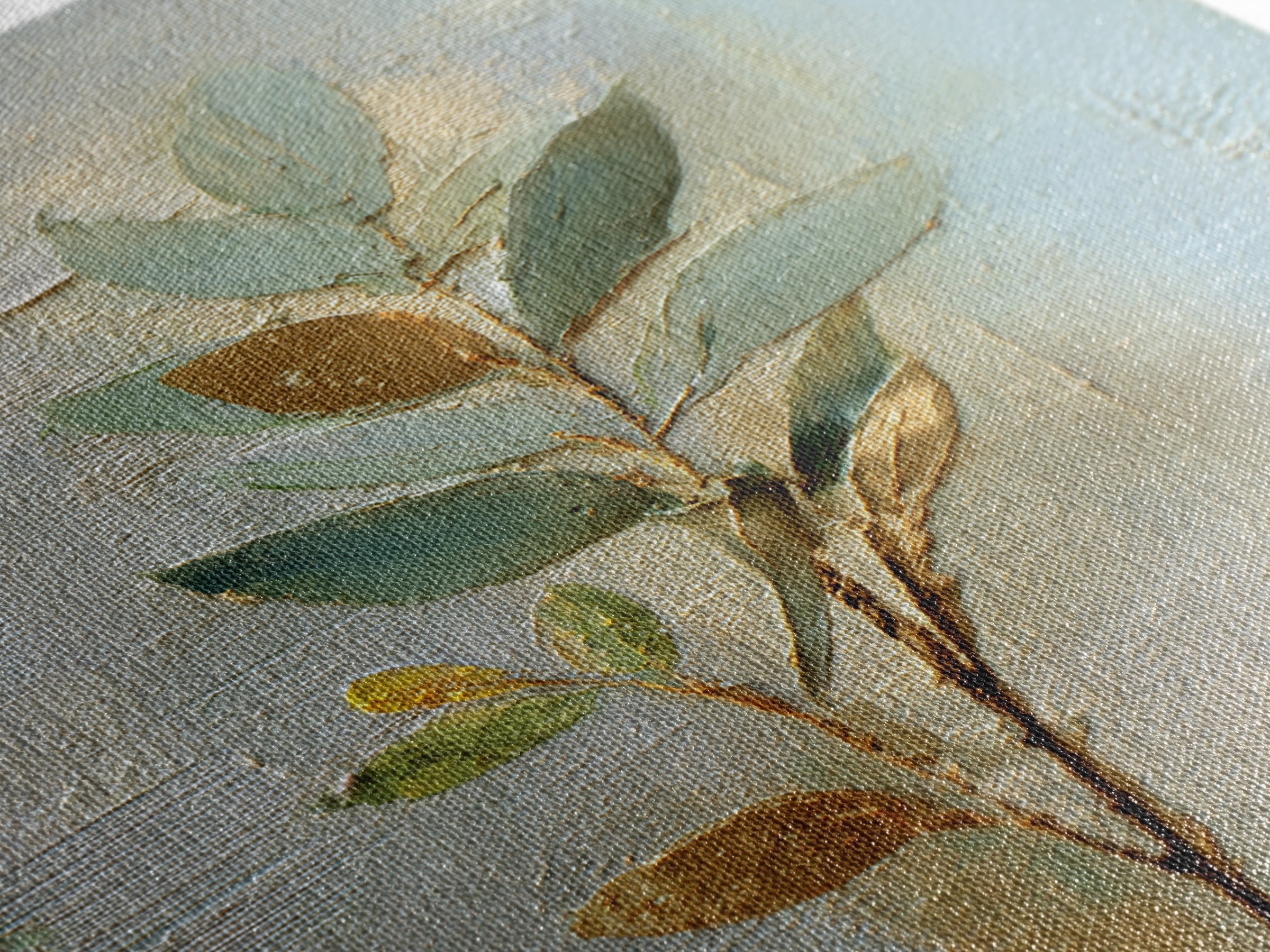 Sage Green Botanical Branch Study Framed Canvas Print, Yoga Studio Art, African American Art, Yoga Studio Decor, Watercolor Art, YSA-2x3-97