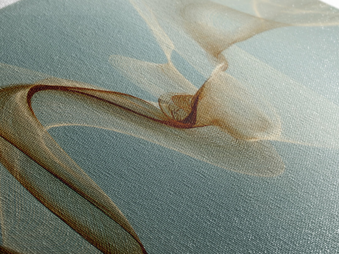 Incense Smoke Forming Abstract Curves Framed Canvas Print, Yoga Studio Art, Nature Prints, Yoga Studio Decor, Abstract Art, YSA-3x1-37