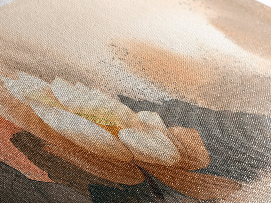Lotus Flower with Soft Golden Glow Framed Canvas Print, Yoga Studio Art, Wall Art Print, Yoga Studio Decor, Fine Art, Balance, YSA-3x1-67