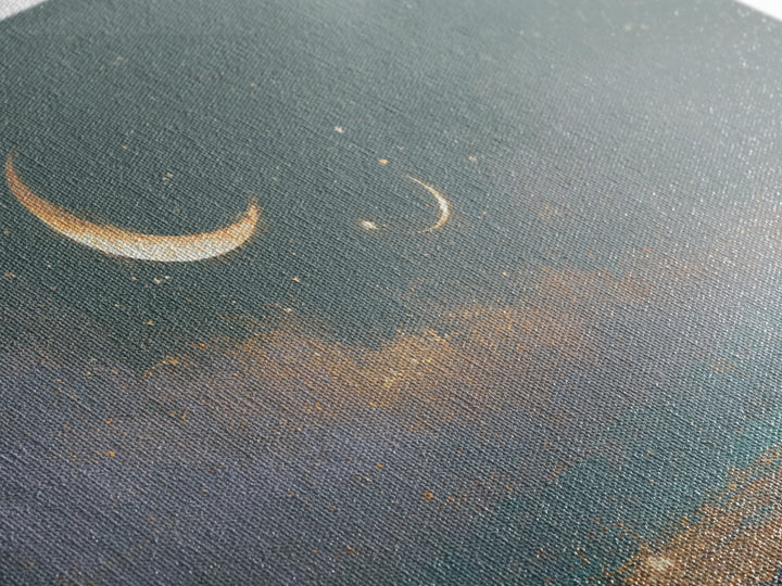 Crescent Moon and Stars Framed Canvas Print, Yoga Studio Art, Large Wall Decor, Yoga Studio Decor, Fine Art, Balance, YSA-3x2-46