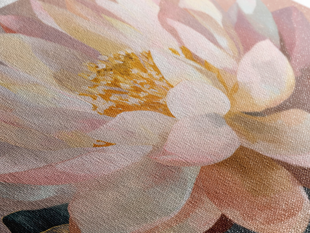 Lotus Flower with Soft Golden Glow Framed Canvas Print, Yoga Studio Art, Yoga Studio Decor, Watercolor Art, Balance, YSA-3x2-55