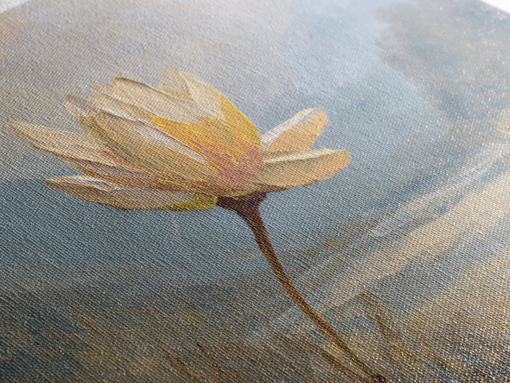 Lotus Flower with Soft Golden Glow Framed Canvas Print, Yoga Studio Art, Feminine Wall Art, Yoga Studio Decor, Watercolor Art, YSA-3x2-79