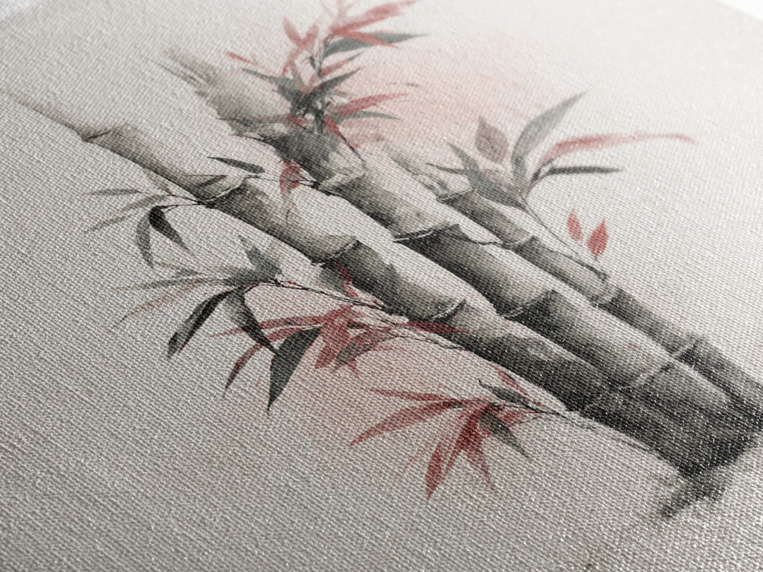 Bamboo Stalks in Sparse Ink Wash Framed Canvas Print, Zen Art, Flower Print, Living Room Decor, Fine Art, Zen, ZEN-1x1-2