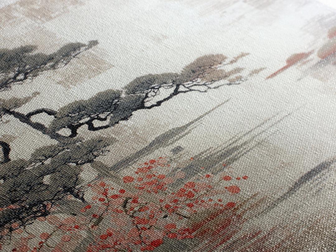 Soft Pine Silhouette Framed Canvas Print, Zen Art, Wabi Sabi Wall Art, Living Room Decor, Fine Art, Zen, Statement Artwork, ZEN-1x1-39
