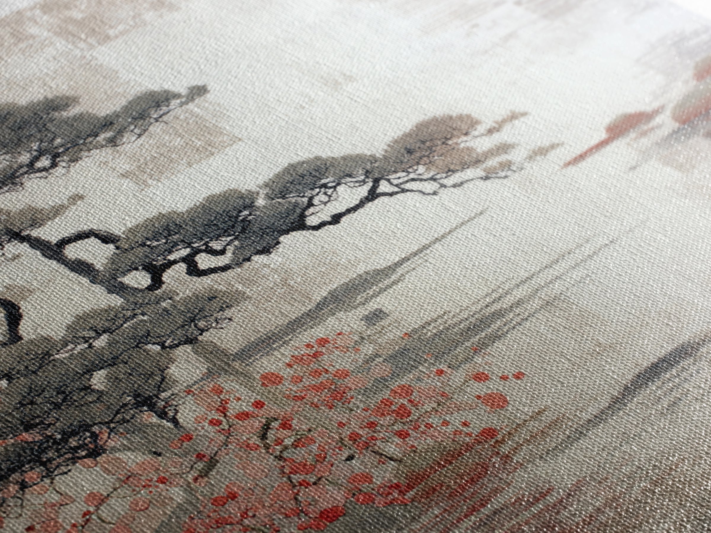 Soft Pine Silhouette Framed Canvas Print, Zen Art, Wabi Sabi Wall Art, Living Room Decor, Fine Art, Zen, Statement Artwork, ZEN-1x1-39