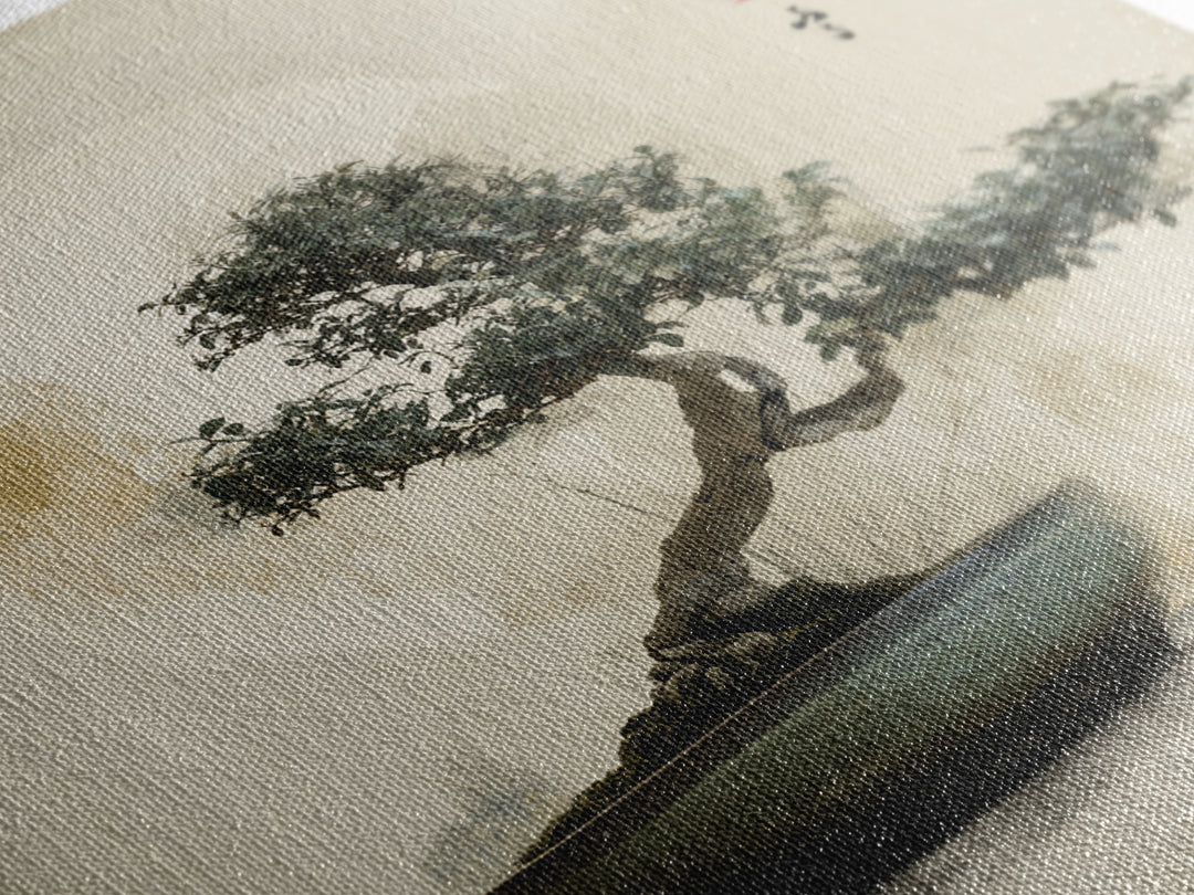 Bonsai Tree in Simple Ceramic Pot Canvas Print, Zen Art, Beach Decor, Living Room Decor, Fine Art, Zen, Modern Decor, ZEN-1x1-60