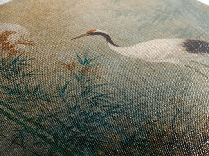White Crane Standing Framed Canvas Print, Zen Art, Luxury Decor, Living Room Decor, Oil Painting, Zen, Large Wall Art, ZEN-1x1-79