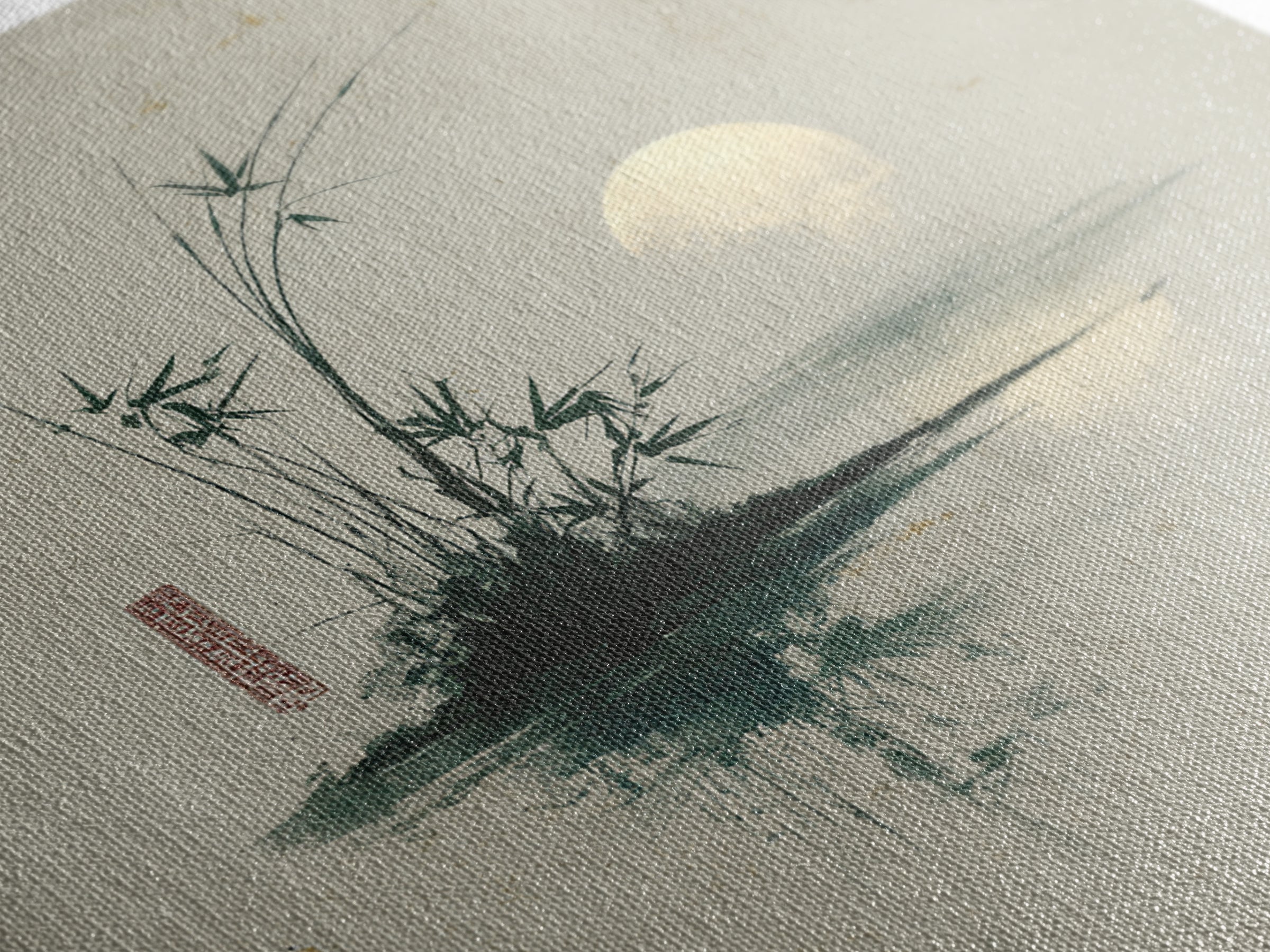 Moon Reflected in Quiet Pond Canvas Print, Zen Art, Textured Painting, Living Room Decor, Oil Painting, Zen, Abstract Art, ZEN-1x1-82